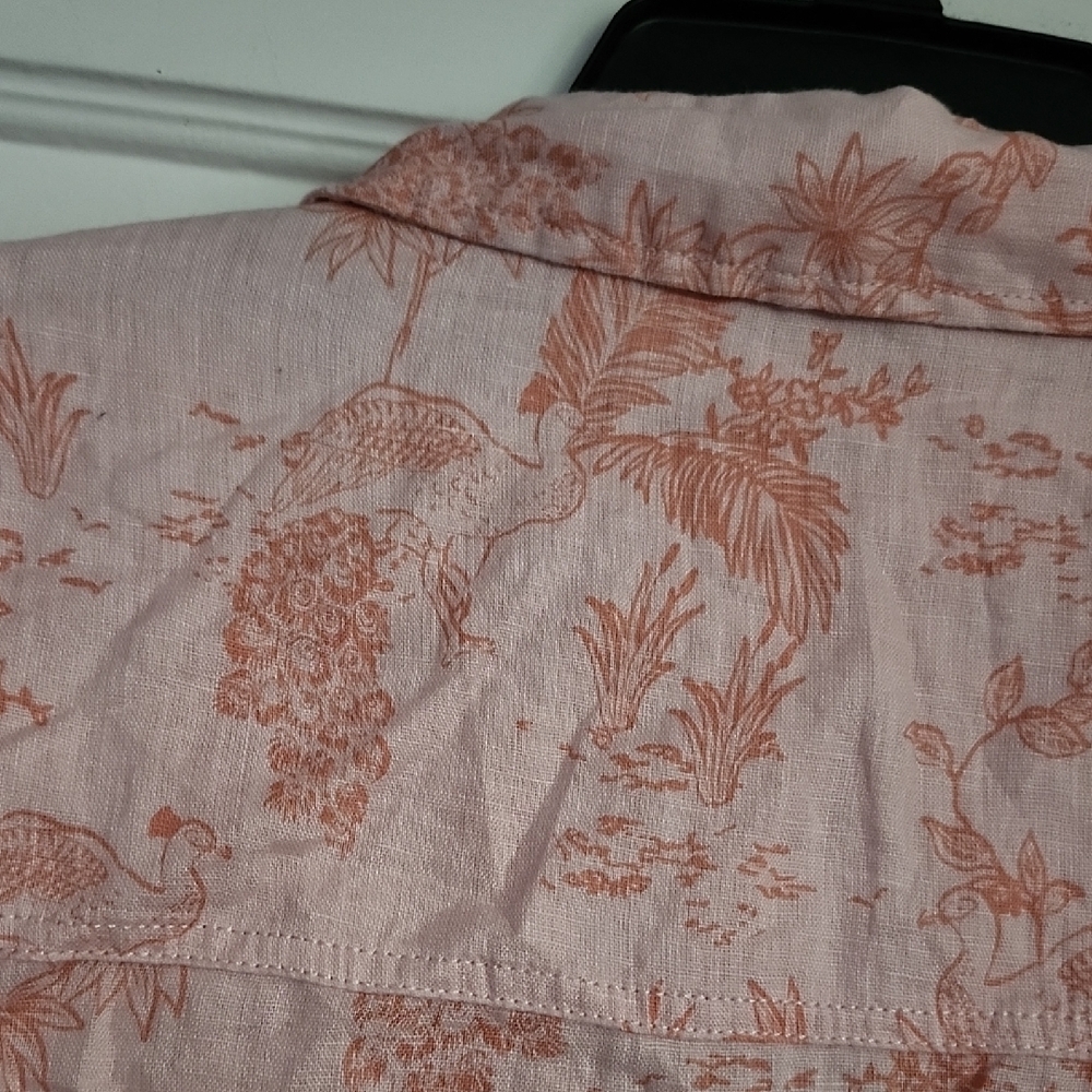 Cynthia Rowley 100% Linen Button Down Tropical Print Shirt - Picture 11 of 14
